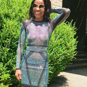 New fashion nova black rhinestone dress xs